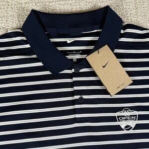 NWT Nike Dri-Fit Men's Large Blue Striped Cincinnati Open Tennis Golf Polo Shirt
